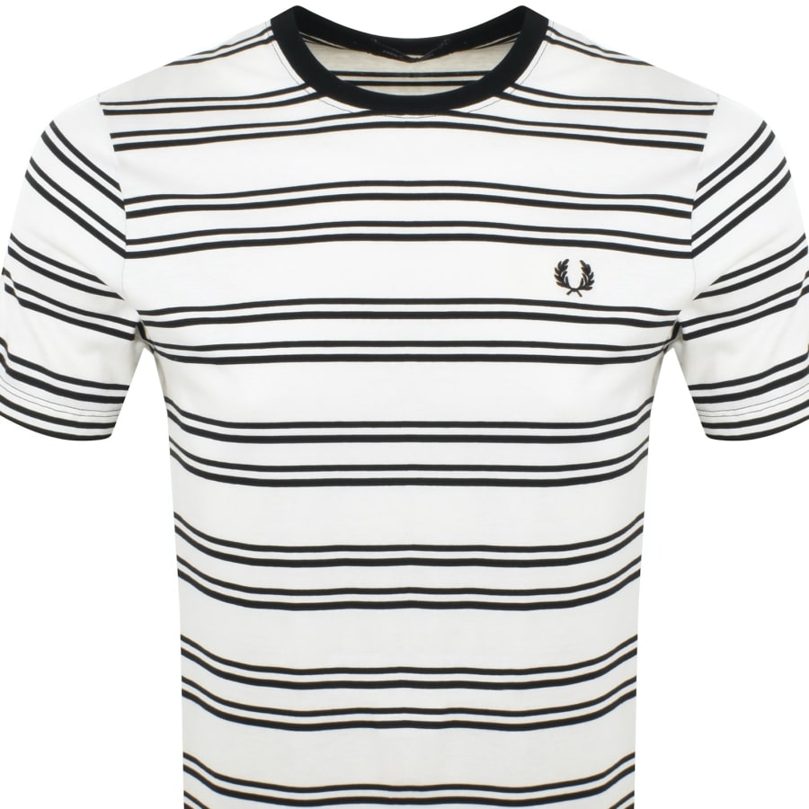 Fred Perry Sport Fine Stripe T Shirt Ecru | Mainline Fred Perry Sport Fine Stripe T Shirt Ecru | Mainline